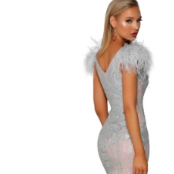 PORTIA AND SCARLETT PS6072 SILVER NUDE DRESS - Picture 3 of 8